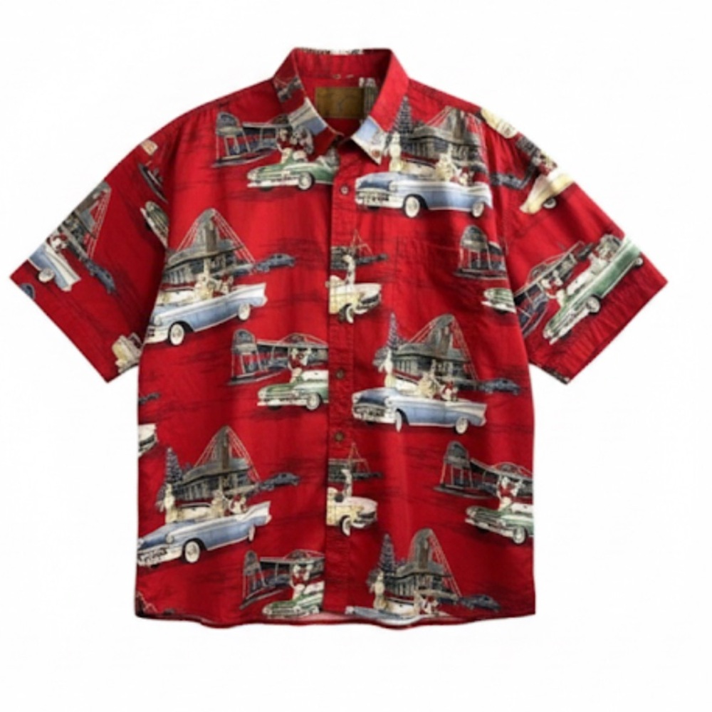 Vtg 🎅Men’s North River Outfitters Christmas Classic Cars Holiday Shirt🎄